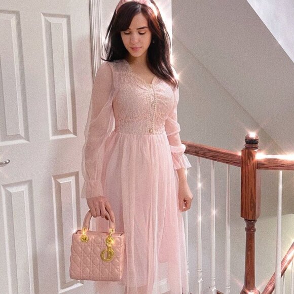 Pink Midi Princess Dress Tulle - Picture 7 of 7